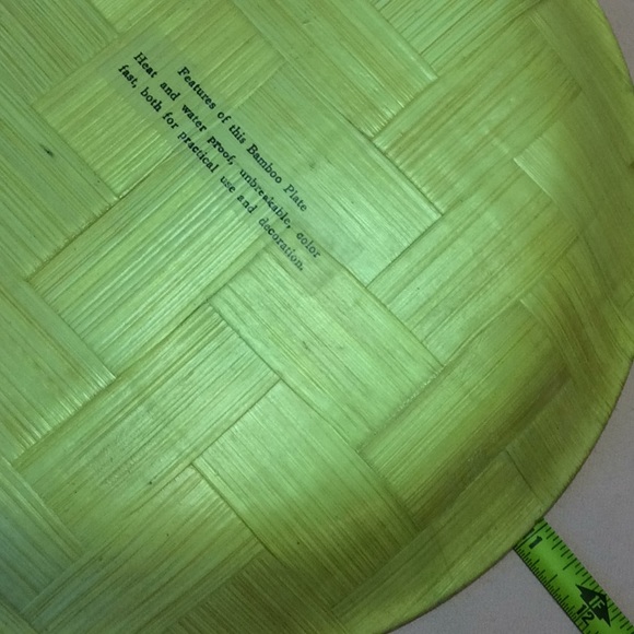 FINAL SALE PRICE Jamaican Bamboo Plate & Solid Wood Hanging Plate - Picture 3 of 6